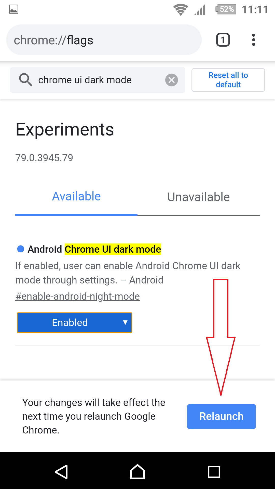 Cài đặt giao diện tối cho Google chrome mobile