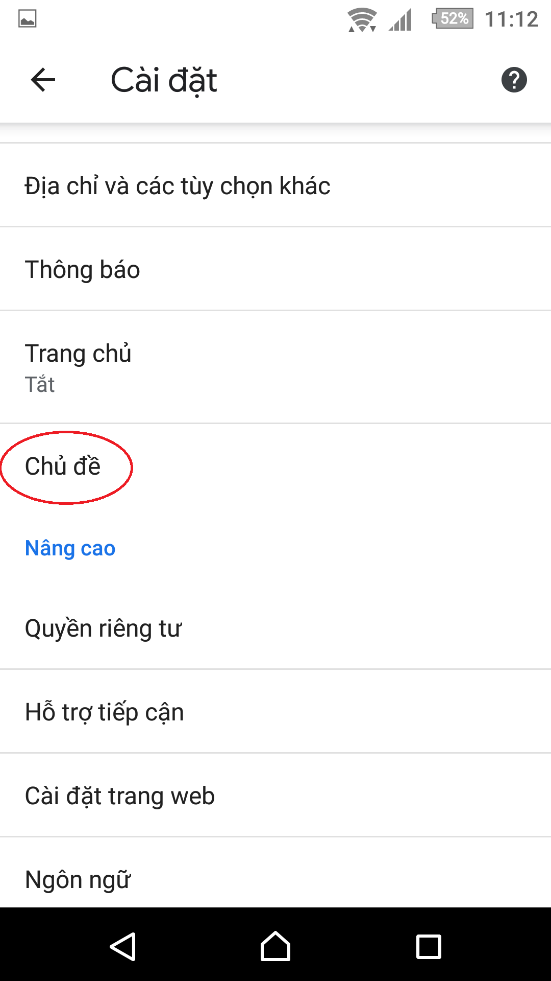 Cài đặt giao diện tối cho Google chrome mobile